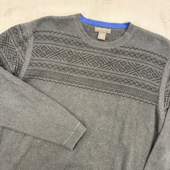 Eddie Bauer Other - Eddie Bauer Sweater Mens XL Gray Fair Isle Geometric Knit Pullover Cotton Casual